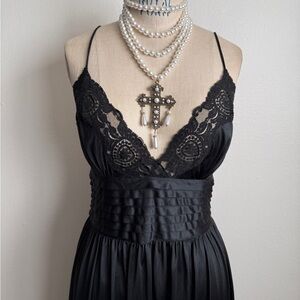 Vintage Lily of France Nylon Nightgown Slip Dress with Open Back